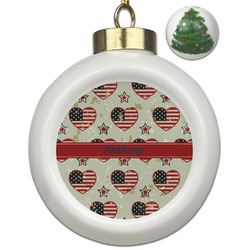 Americana Ceramic Ball Ornament - Christmas Tree (Personalized)