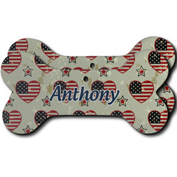 Americana Ceramic Dog Ornament - Front & Back w/ Name or Text