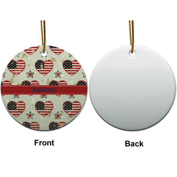 Americana Ceramic Flat Ornament - Circle Front & Back (APPROVAL)