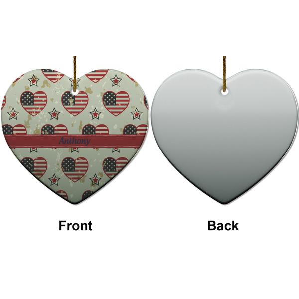 Americana Ceramic Flat Ornament - Heart Front & Back (APPROVAL)