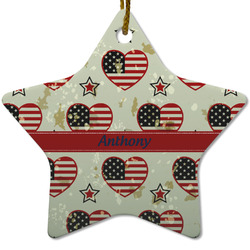 Americana Star Ceramic Ornament w/ Name or Text