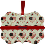 Americana Metal Frame Ornament - Double Sided w/ Name or Text