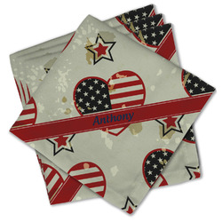 Americana Cloth Cocktail Napkins - Set of 4 w/ Name or Text