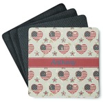 Americana Square Rubber Backed Coasters - Set of 4 (Personalized)
