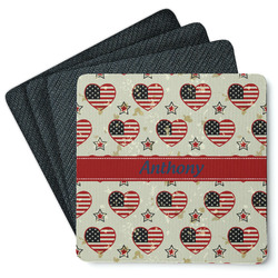 Americana Square Rubber Backed Coasters - Set of 4 (Personalized)