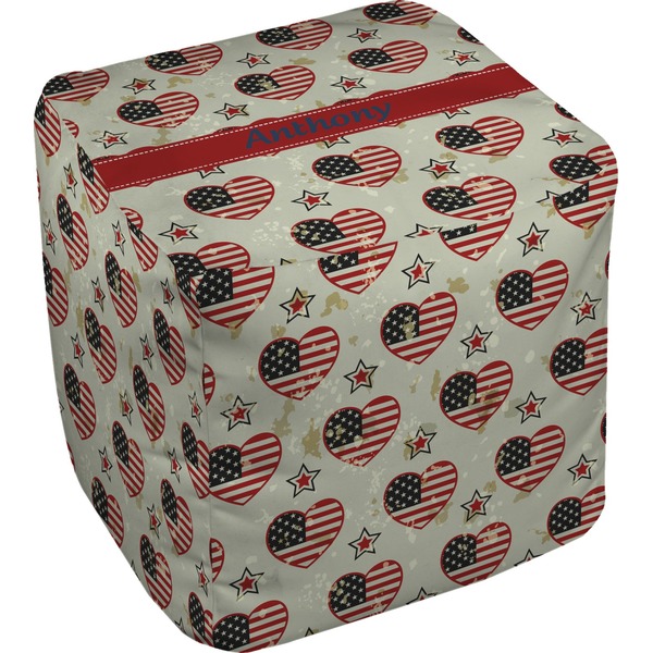 Custom Americana Cube Pouf Ottoman - 18" (Personalized)