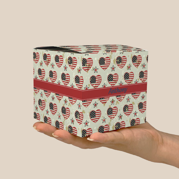Americana Cube Favor Gift Box - On Hand - Scale View