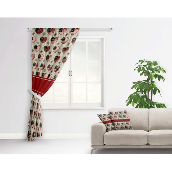 Americana Curtain With Window and Rod - in Room Matching Pillow