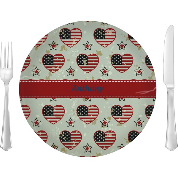 Custom Americana 10" Glass Lunch / Dinner Plates - Single or Set (Personalized)