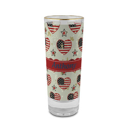 Americana 2 oz Shot Glass -  Glass with Gold Rim - Set of 4 (Personalized)