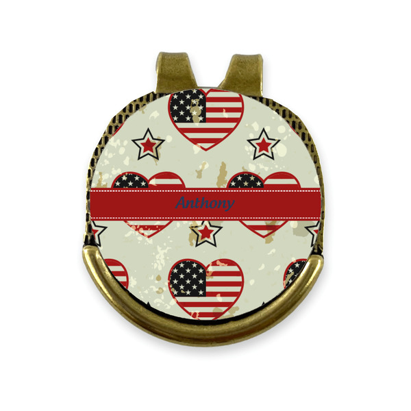 Custom Americana Golf Ball Marker - Hat Clip - Gold