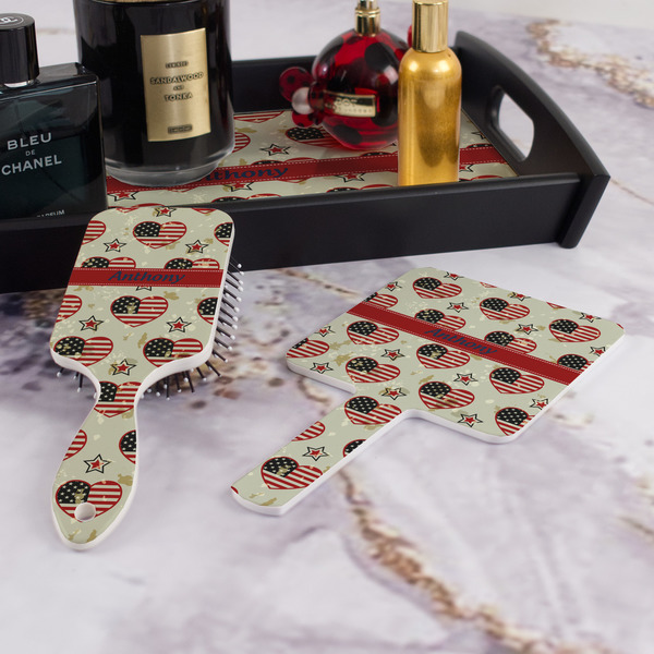 Americana Hair Brush and Hand Mirror - Bathroom Scene