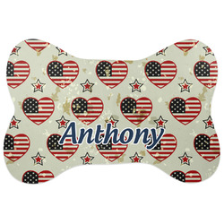 Americana Bone Shaped Dog Food Mat (Large) (Personalized)