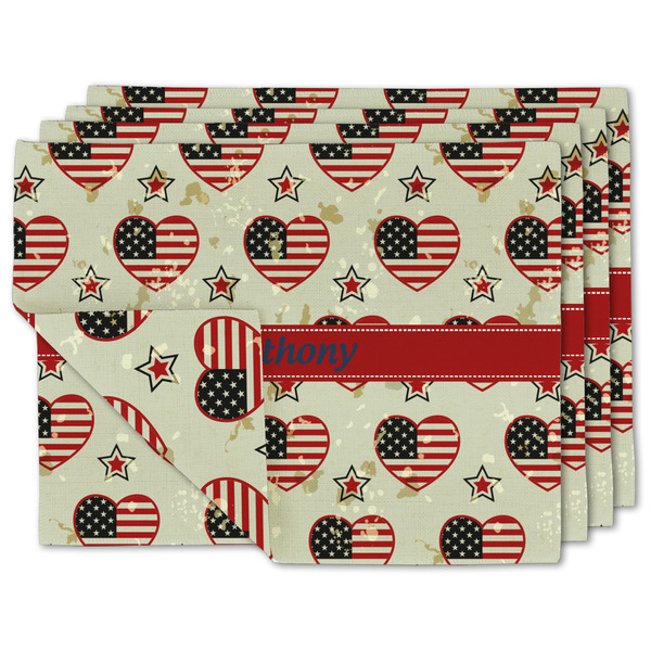 Custom Americana Double-Sided Linen Placemat - Set of 4 w/ Name or Text