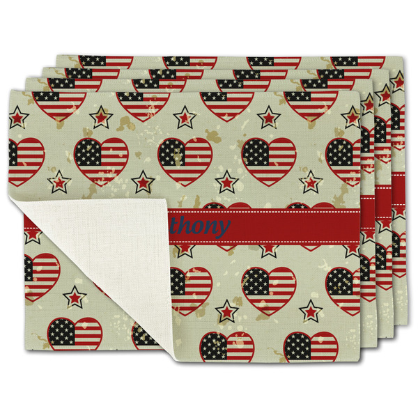 Custom Americana Single-Sided Linen Placemat - Set of 4 w/ Name or Text