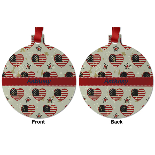 Americana Metal Ball Ornament - Front and Back