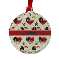 Americana Metal Ball Ornament - Double Sided w/ Name or Text