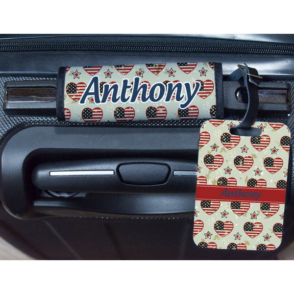 Americana Metal Luggage Tag & Handle Wrap - In Context