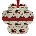 Americana Metal Paw Ornament - Double Sided w/ Name or Text