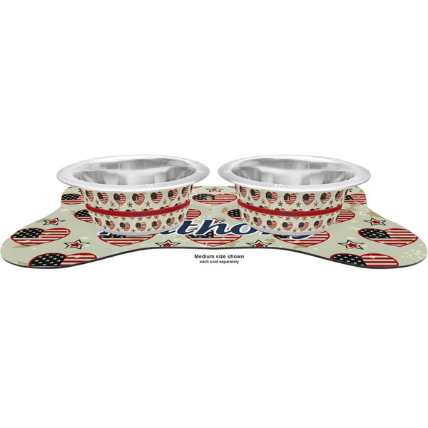 Americana Metal Pet Bowls - On Dog Bone Shaped Mat