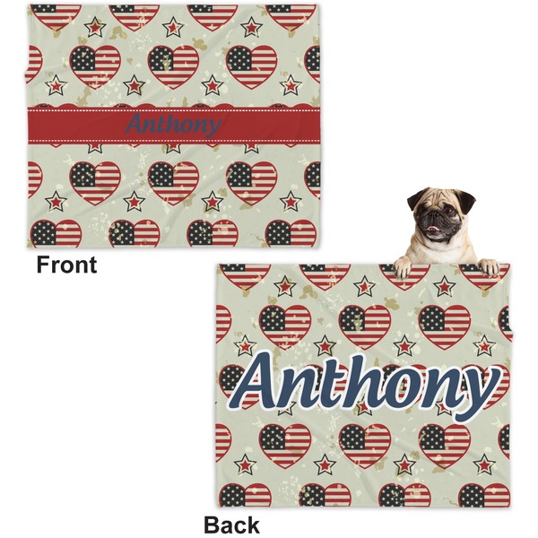 Americana Microfleece Dog Blanket - Large- Front & Back