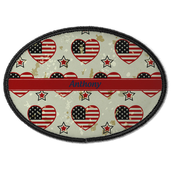 Custom Americana Iron On Oval Patch w/ Name or Text