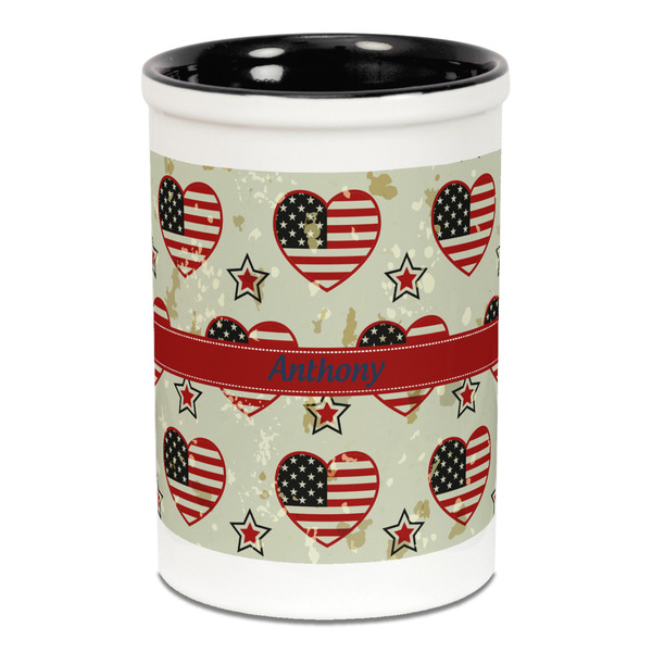 Custom Americana Ceramic Pencil Holders - Black