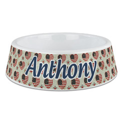 Americana Plastic Dog Bowl - Large (Personalized)