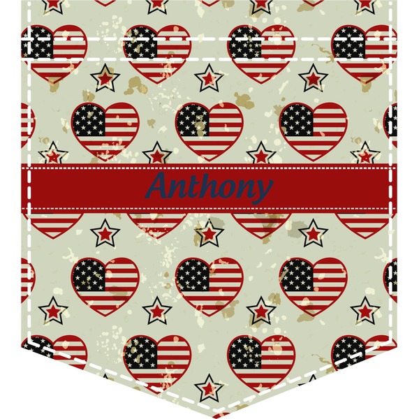 Custom Americana Iron On Faux Pocket (Personalized)