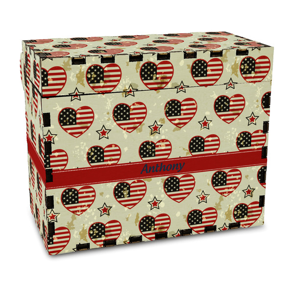 Custom Americana Wood Recipe Box - Full Color Print (Personalized)