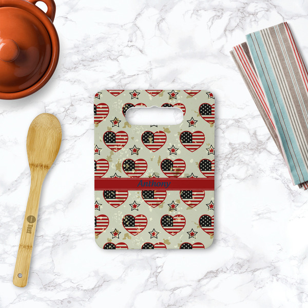 Americana Rectangle Trivet with Handle - LIFESTYLE