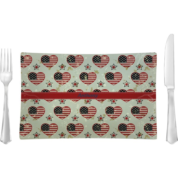 Custom Americana Glass Rectangular Lunch / Dinner Plate (Personalized)