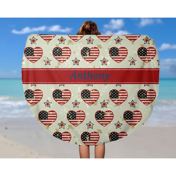 Americana Round Beach Towel - In Use