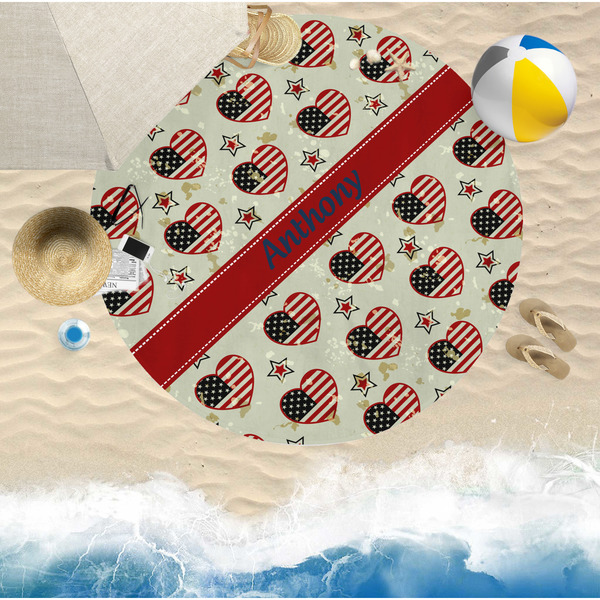 Americana Round Beach Towel Lifestyle