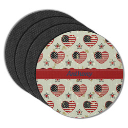 Americana Round Rubber Backed Coasters - Set of 4 (Personalized)