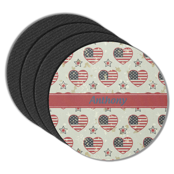 Custom Americana Round Rubber Backed Coasters - Set of 4 (Personalized)