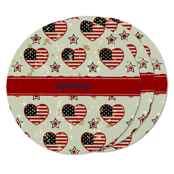 Americana Round Fridge Magnet - THREE