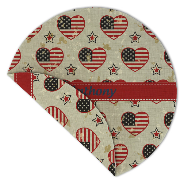 Americana Round Linen Placemats - Front (folded corner double sided)