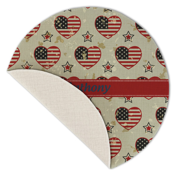 Americana Round Linen Placemats - Front (folded corner single sided)