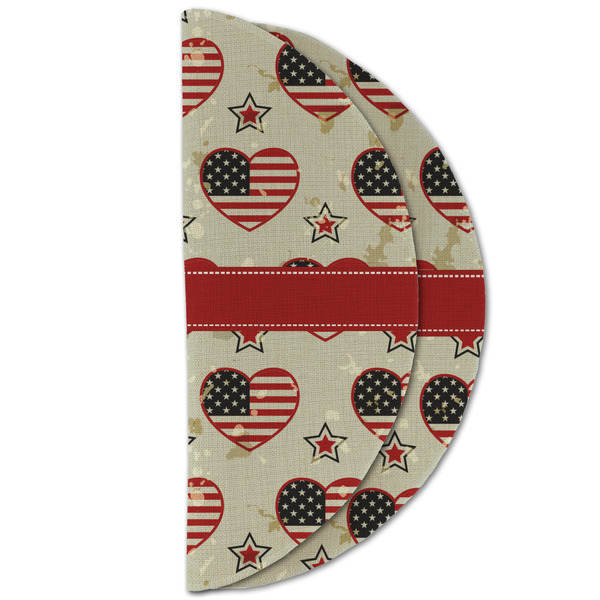 Americana Round Linen Placemats - HALF FOLDED (double sided)