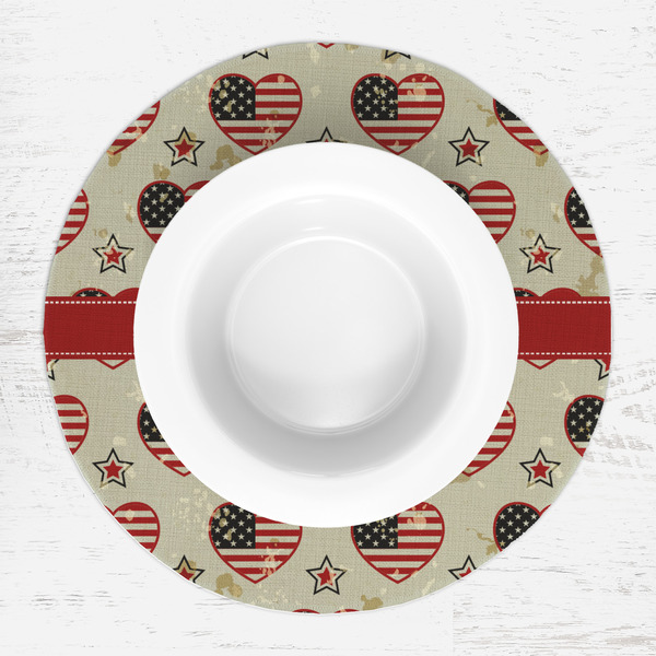 Americana Round Linen Placemats - LIFESTYLE (single)