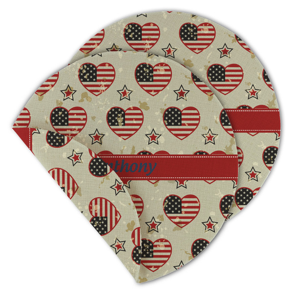 Custom Americana Round Linen Placemat - Double Sided - Set of 4 (Personalized)