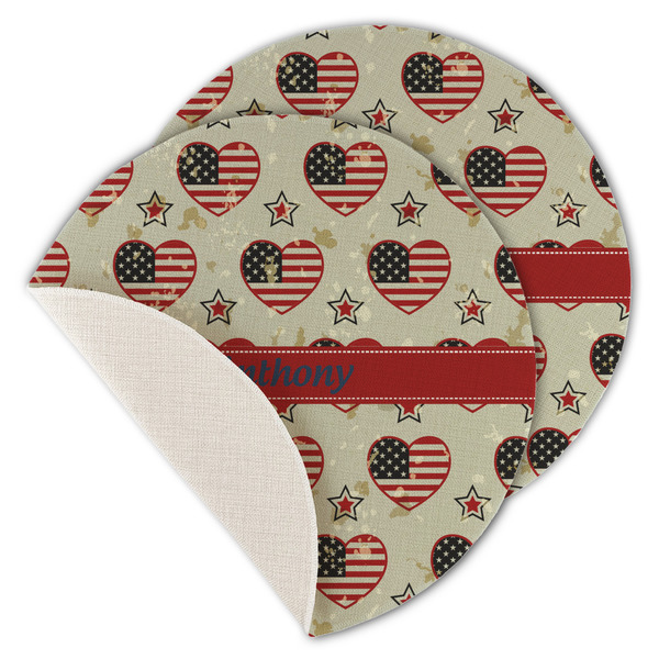 Americana Round Linen Placemats - MAIN (Single Sided)