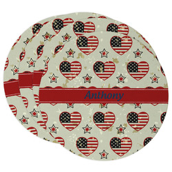 Americana Round Paper Coasters w/ Name or Text