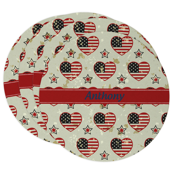 Custom Americana Round Paper Coasters w/ Name or Text