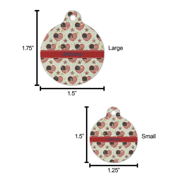 Americana Round Pet ID Tag - Large - Comparison Scale