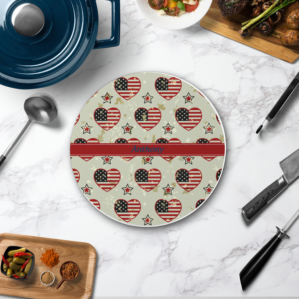 Americana Round Stone Trivet - In Context View