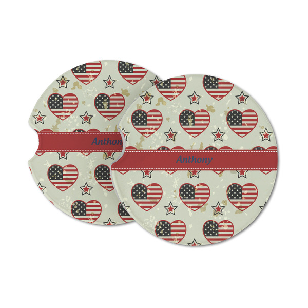 Custom Americana Sandstone Car Coasters - Set of 2 (Personalized)