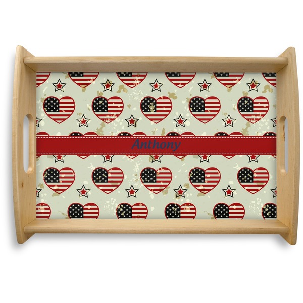Custom Americana Natural Wooden Tray - Small (Personalized)