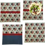 Americana Set of 4 Glass Square Lunch / Dinner Plate 9.5" (Personalized)